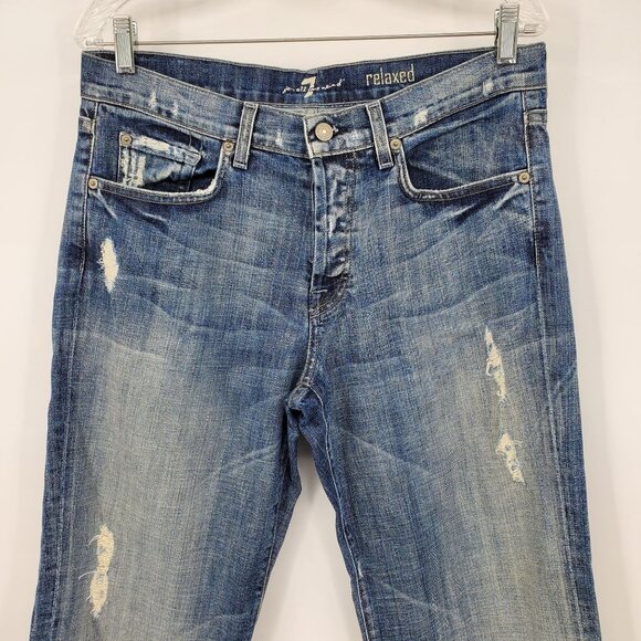 Seven For All Mankind Relaxed Button Fly Light Wash Jeans Size 33 - Picture 10 of 11